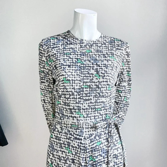 Vintage Slinky Lurex Geometric Print Midi Dress w Matching Belt S - Picture 2 of 9